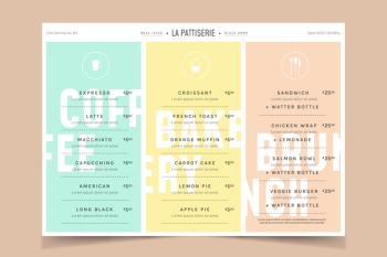 Pastel-colourful restaurant menu template Free Vector