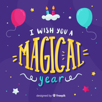 I wish you a magical year birthday card Free Vector