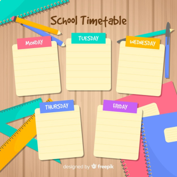 Flat design school timetable template Free Vector
