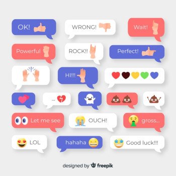 Collection of messages with emojis Free Vector