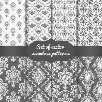 Set of damask seamless pattern backgrounds. classical luxury old fashioned damask ornament Free Vector