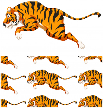 Tiger seamless pattern isolated on white Free Vector
