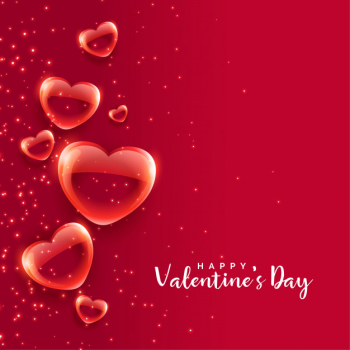 Red bubble hearts floating valentines day background Free Vector