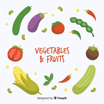 Hand drawn vegetables and fruits background Free Vector