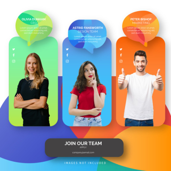 Join our team template with colorful shapes Free Vector