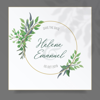 Floral frame with lovely watercolor leaves Free Vector