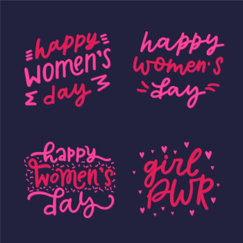 Women's day label collection with lettering Free Vector