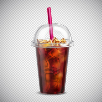 Cola with ice realistic transparent Free Vector