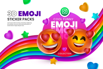 3d smiling colourful emojis background Free Vector
