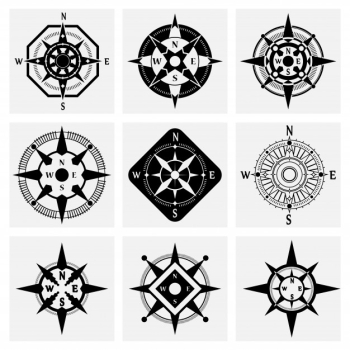 Compass icons set Free Vector