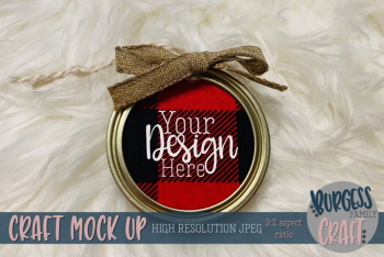 Mason jar lid ornament bow Craft mock up |High Res JPEG