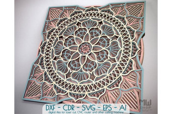 M05 - Mandala DXF pattern laser cut, Flower mandala pattern
