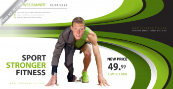 Green wavy sport banner Free Vector