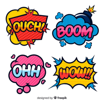 Colorful comic designed speech bubbles Free Vector