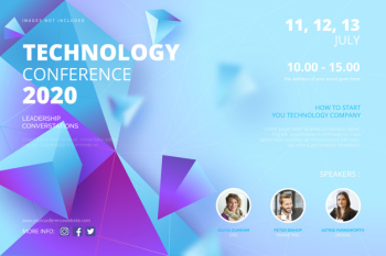 Technology conference poster template Free Vector