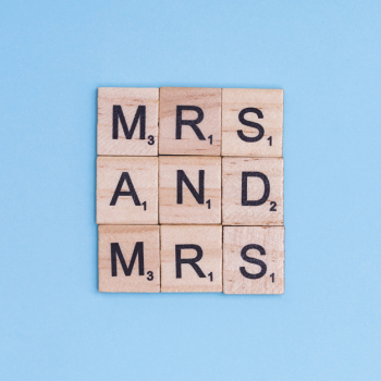 Lgbt text mrs and mrs on wooden elements Free Photo
