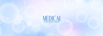 Medical science and healthcare blue banner Free Vector