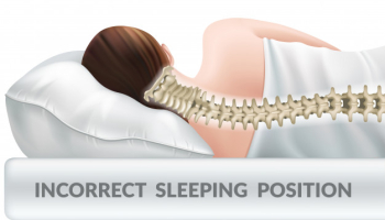 Incorrect posture for sleep on regular pillow. Free Vector