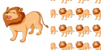 Design with seamless pattern cute lion Free Vector