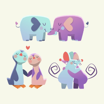 Adorable valentines day animal couple Free Vector