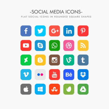 Set of flat social media icons Free Vector
