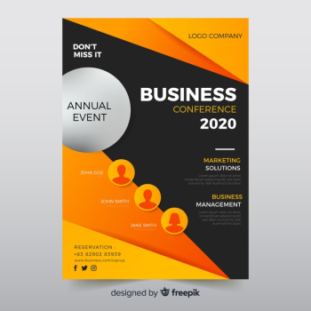 Flat abstract business conference flyer template Free Vector