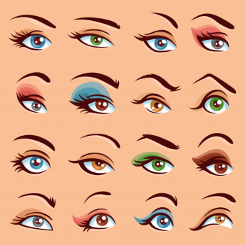 Eye makeup icons set Free Vector