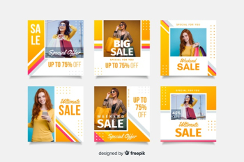 Instagram post with flash sales template Free Vector
