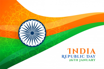Abstract indian republic day wavy flag design Free Vector