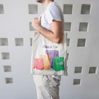 Young man with bag mockup Free Psd