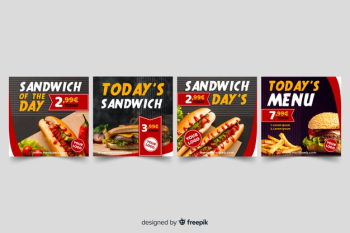 Sandwiches instagram post collection with photo Free Vector