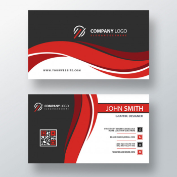 Red wavy psd business card template Free Psd