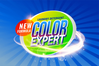 Laundry detergent color expert packaging  template Free Vector