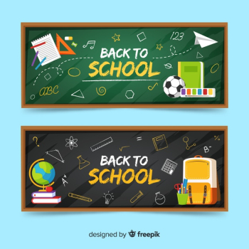 Flat back to school banners template Free Vector