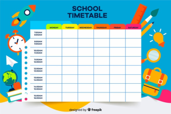 Colorful school timetable template flat design Free Vector