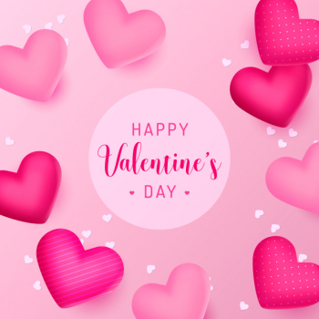Happy valentine's day background with beautiful realistic hearts Free Vector