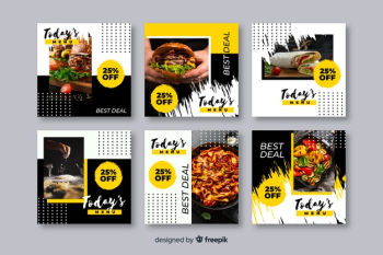 Culinary instagram post collection with photo Free Vector