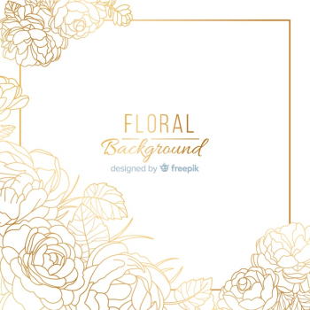 Hand dawn golden floral background Free Vector