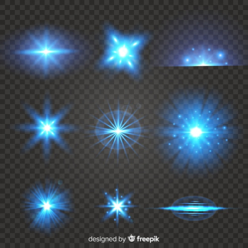 Set of realistic bursts of light effect Free Vector