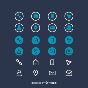 Icon collection for business card Free Vector