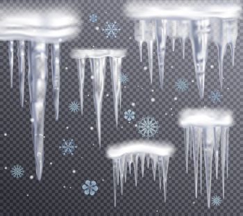 Icicles transparent set Free Vector