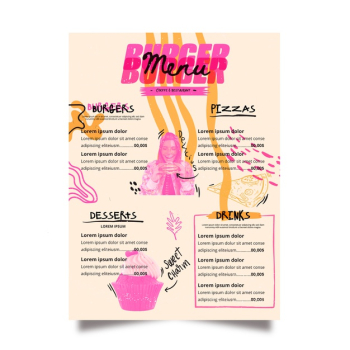 Modern pink restaurant menu template Free Vector