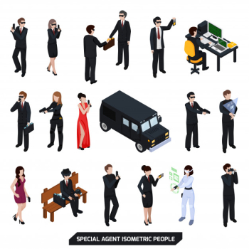 Special agent isometric people Free Vector