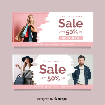 Fashion sale banner collection Free Vector