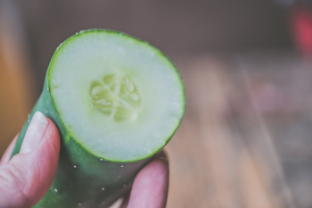 Closeup shot of sliced cucumber Free Photo