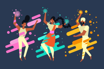 Holi holiday people celebrating and dancing Free Vector