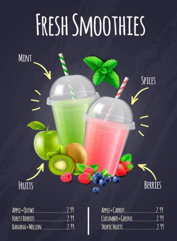 Fresh smoothies realistic composition Free Vector