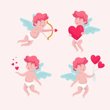 Flat design cupid character collection Free Vector