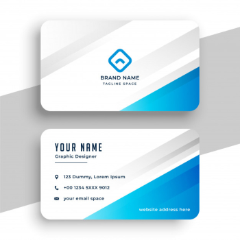 Blue and white stylish business card template Free Vector