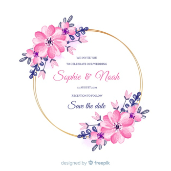 Floral frame wedding invitation template Free Vector